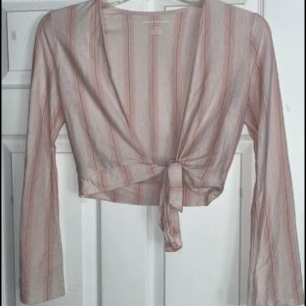 American Eagle Bell Sleeve Tie Front Top